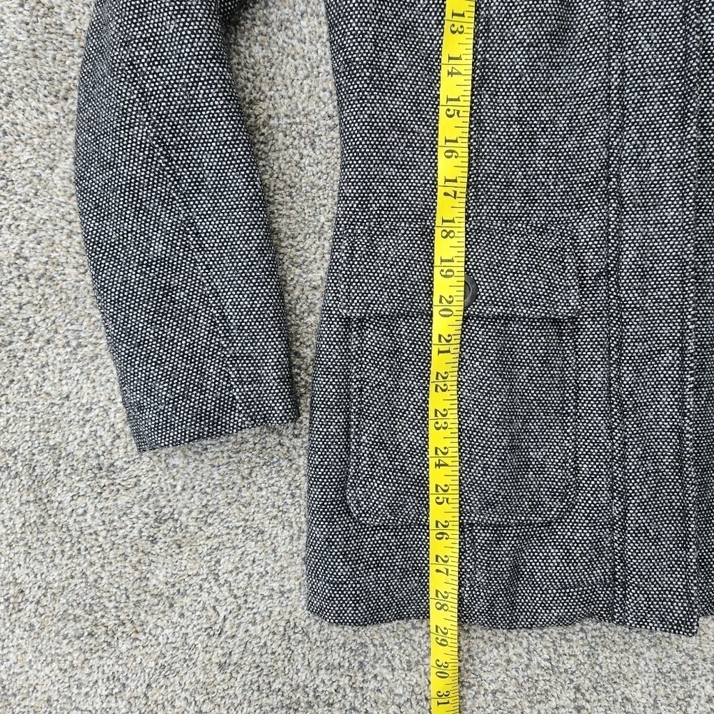 Prana Megan Black Tweed Duffle Wool Blend Jacket Sherpa Hood Toggle Womens XS